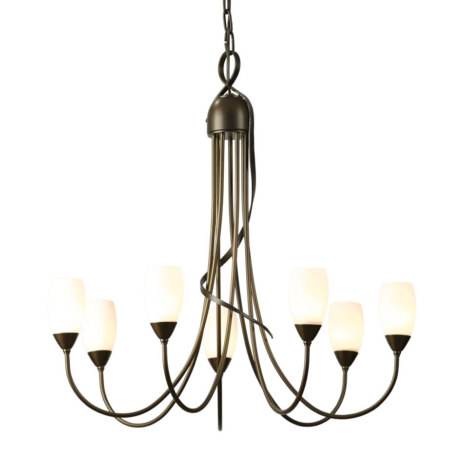 Flora 7 Arm Chandelier By Hubbardton Forge - Handcrafted Artistry, Dimmable Lighting, Opal Glass Shade