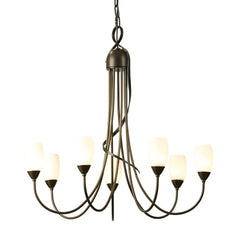 Flora 7 Arm Chandelier By Hubbardton Forge - Handcrafted Artistry, Dimmable Lighting, Opal Glass Shade