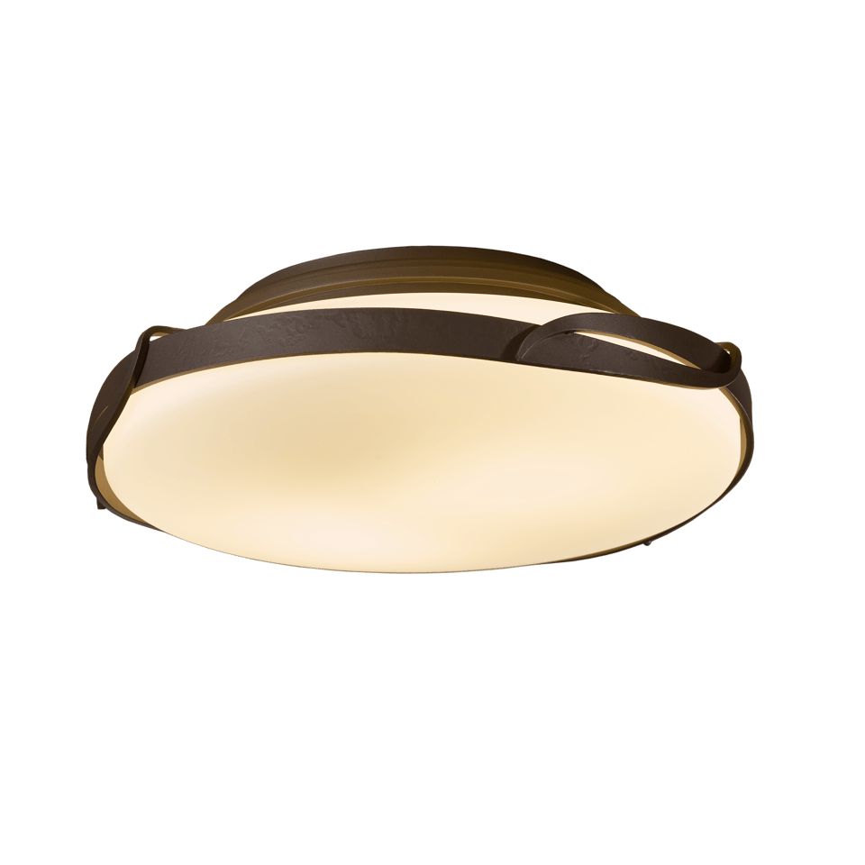 Flora Flush Mount Light Fixture by Hubbardton Forge, Opal Glass Shade, UL Damp Rated, 60W, 13.9" Diameter