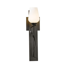 Hubbardton Forge Flora Sconce 203030 - Dimmable Wall Light with Glass Flower Shade and Customizable Finishes