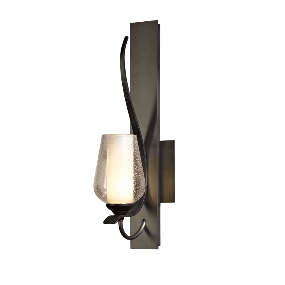 Flora Sconce by Hubbardton Forge, Handcrafted Steel Wall Light with Dimmable Opal Glass Shade