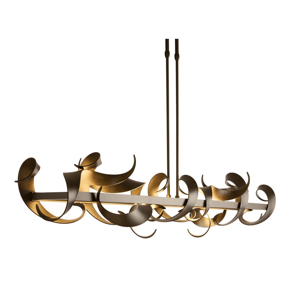 Folio Large LED Pendant 63.4" Wide by Hubbardton Forge - Hand-Forged Steel, 2000 Lumens, 3000K Warm Light