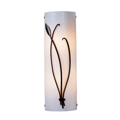 Hubbardton Forge 205770 Forged Leaf and Stem Sconce - Dimmable Wall Light with Art Glass Shade