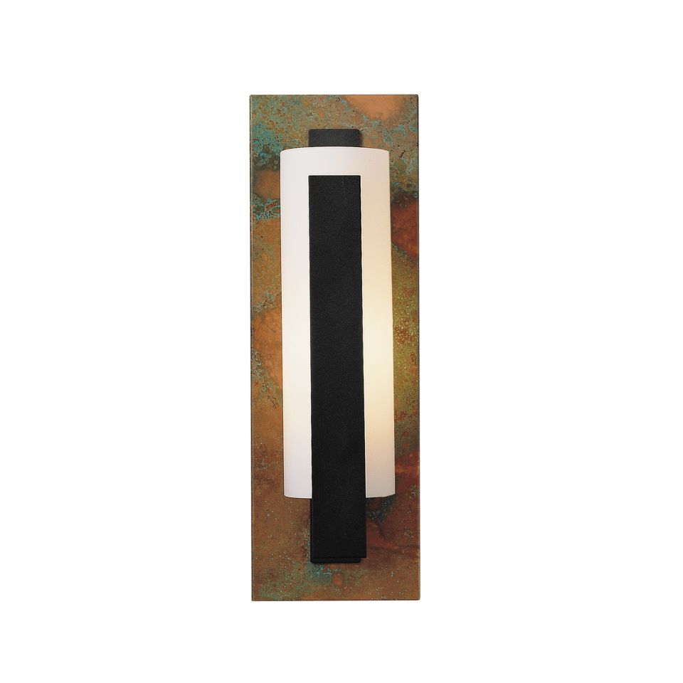 Forged Vertical Bar Sconce With Cherry or Copper Backplate, Dimmable, Damp Rated, 15"H x 5"W