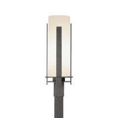 Hubbardton Forge 347288 Forged Vertical Bars Outdoor Post Light, Dimmable, Opal Glass Shade, 150W