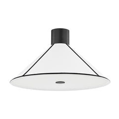 Forrest 2-Light Large Semi-Flush Ceiling Light with Soft White Linen Shade and Black Trim by Troy Lighting