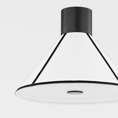 Forrest Semi-Flush Ceiling Light by Troy Lighting, Black Trim, White Linen Shade, Dimmable, UL Damp Rated 18" Wide