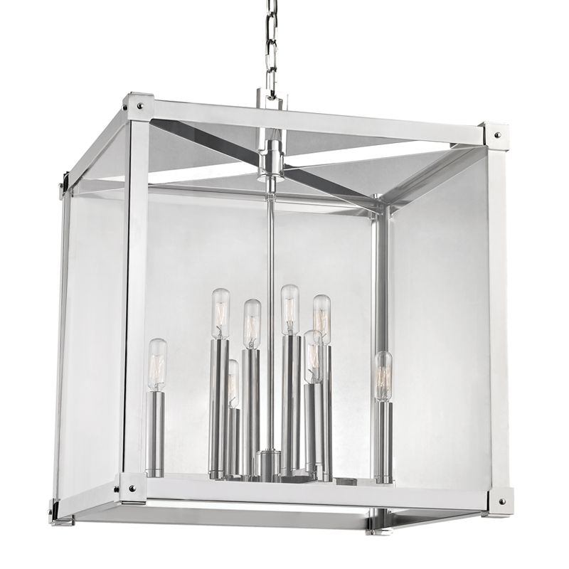 Forsyth Lantern 8620 by Hudson Valley Lighting - 8 Candelabra E12 Sockets, Dimmable, UL Damp Rated, Aged Brass or Polished Nickel