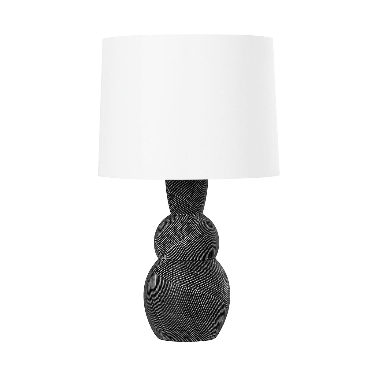 Fortuna Ceramic Etched Black Table Lamp