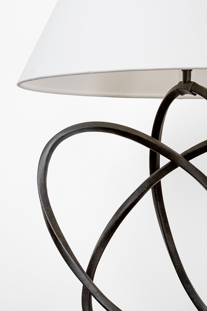 Fortuna Table Lamp By Troy Lighting, 25" Height, Elegant French Iron Finish, Stylish Linen Shade