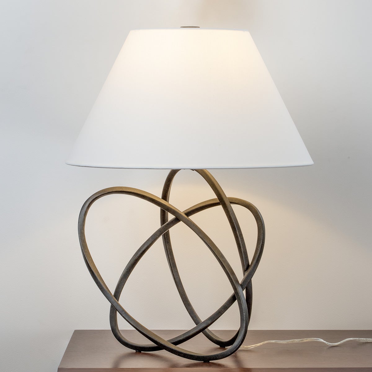 Fortuna Table Lamp By Troy Lighting, 25" Height, Elegant French Iron Finish, Stylish Linen Shade