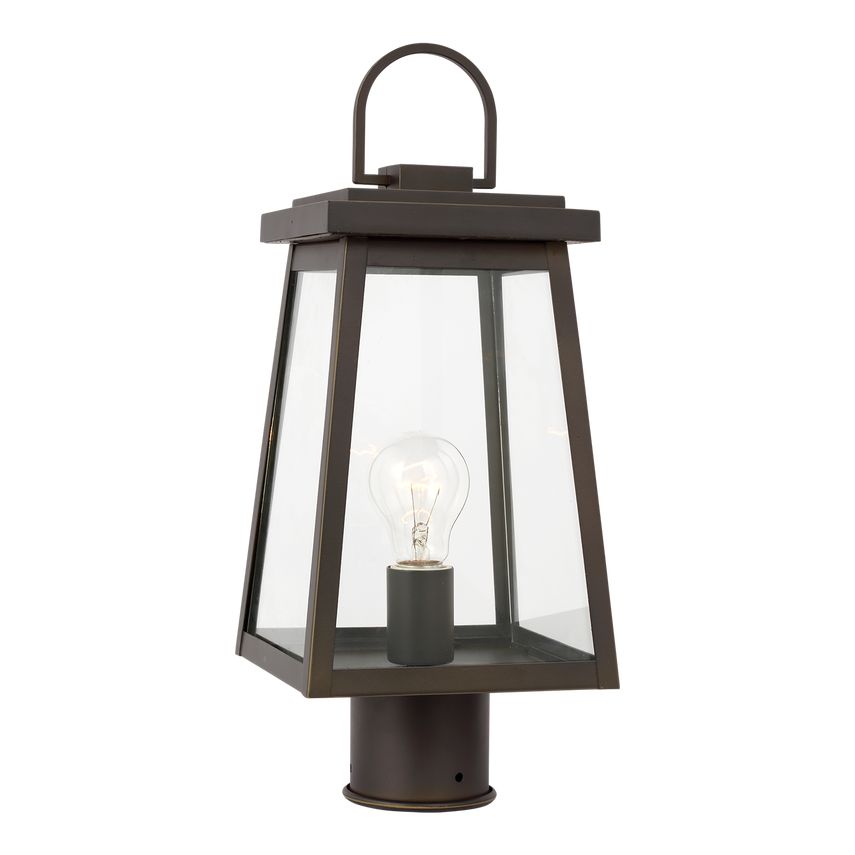 Founders 1 Light Outdoor Post Lantern by Visual Comfort, Dimmable, Weather-Resistant Aluminum, Antique Bronze or Black