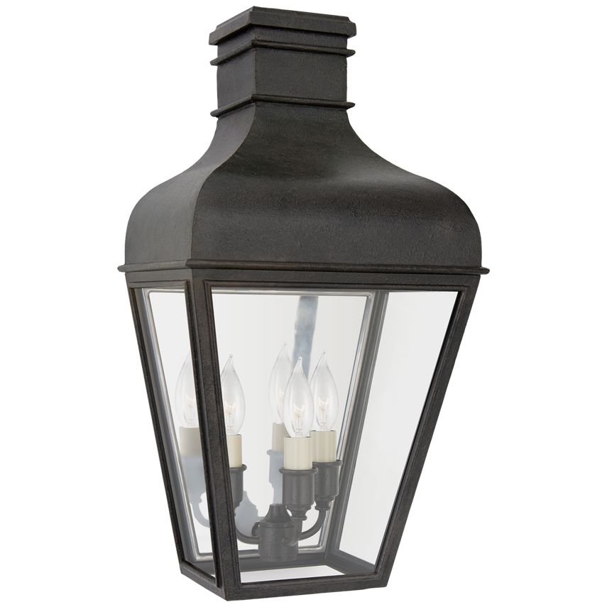 Fremont Small 3/4 Wall Lantern, Dimmable, Weather-Resistant, Clear Glass Shade by Visual Comfort