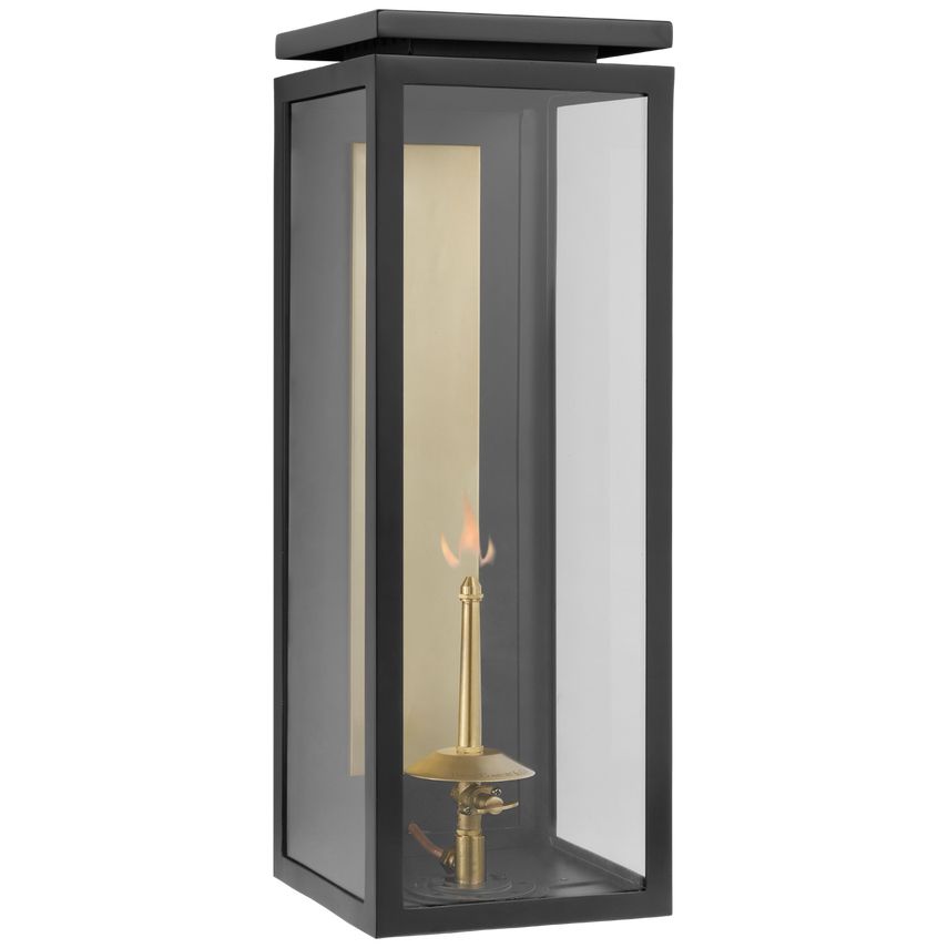 Fresno Large 3/4 Gas Wall Lantern by Visual Comfort - 800 BTU, Matte Black & Copper Finish