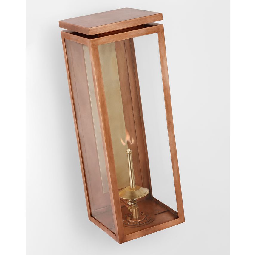 Fresno Large 3/4 Gas Wall Lantern by Visual Comfort - 800 BTU, Matte Black & Copper Finish