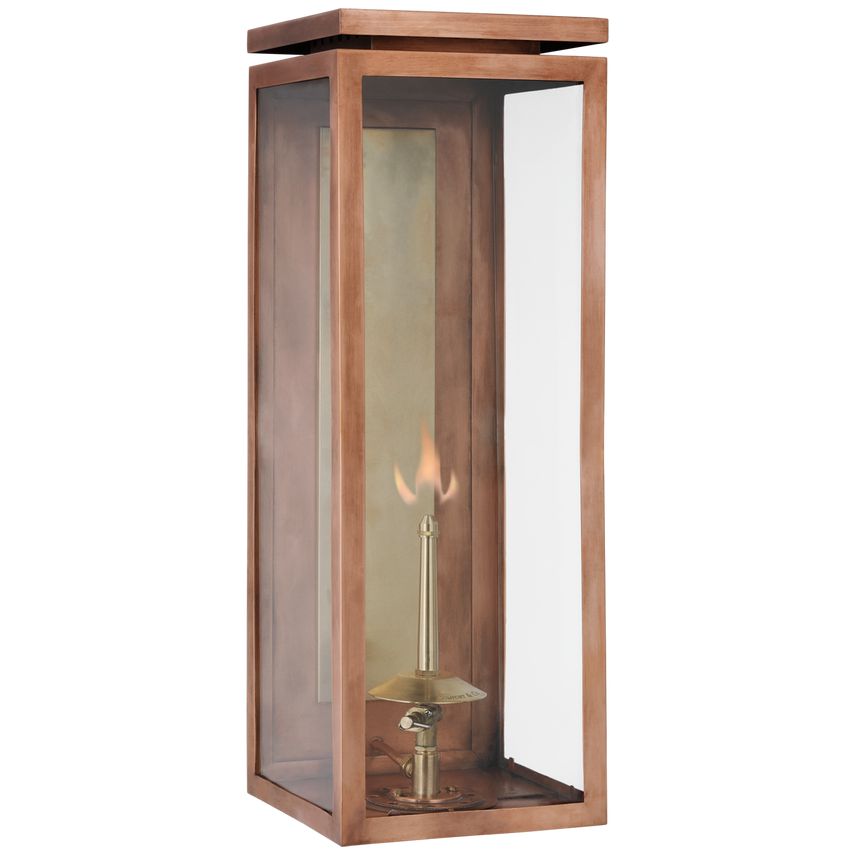 Fresno Large 3/4 Gas Wall Lantern by Visual Comfort - 800 BTU, Matte Black & Copper Finish