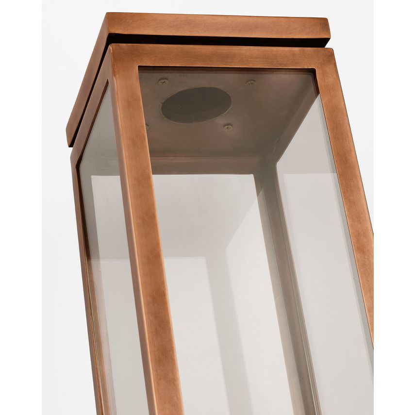 Fresno Large Bracketed Gas Wall Lantern, 1350-1650 BTU, Brass & Iron, Clear Glass Shade