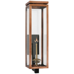 Fresno Large Bracketed Gas Wall Lantern, 1350-1650 BTU, Brass & Iron, Clear Glass Shade