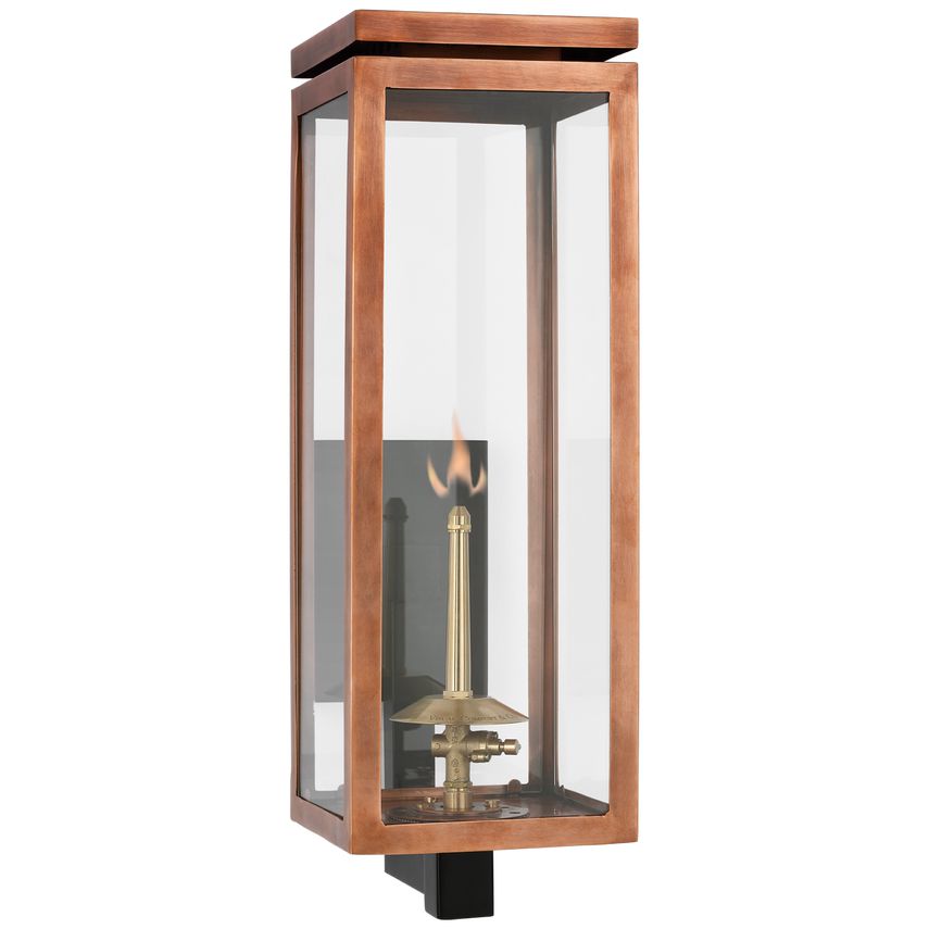 Fresno Medium Gas Wall Lantern by Visual Comfort - Elegant Brass & Iron, Clear Glass, UL Wet Rated