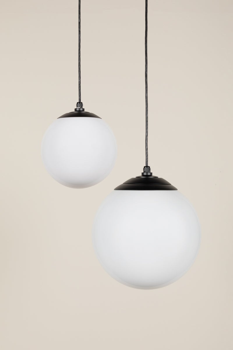 Laguna Pendant Light by Troy RLM, 12" Matte Black Design with White Shade, Dimmable E26