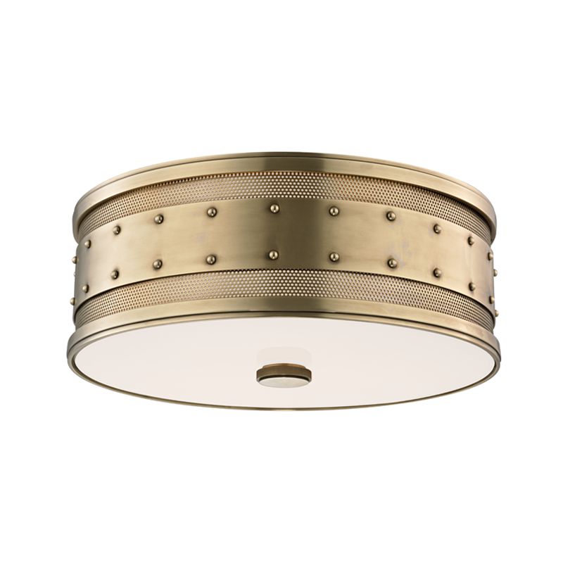 Gaines 16-Inch Large Flush Mount Ceiling Light With Vintage Glass Shade by Hudson Valley Lighting