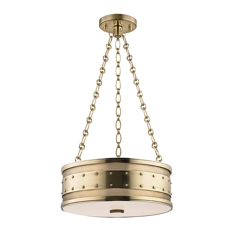 Gaines Pendant Light by Hudson Valley Lighting, 3 Bulb Drum Design, Dimmable, 3 Finishes, UL Damp Rated