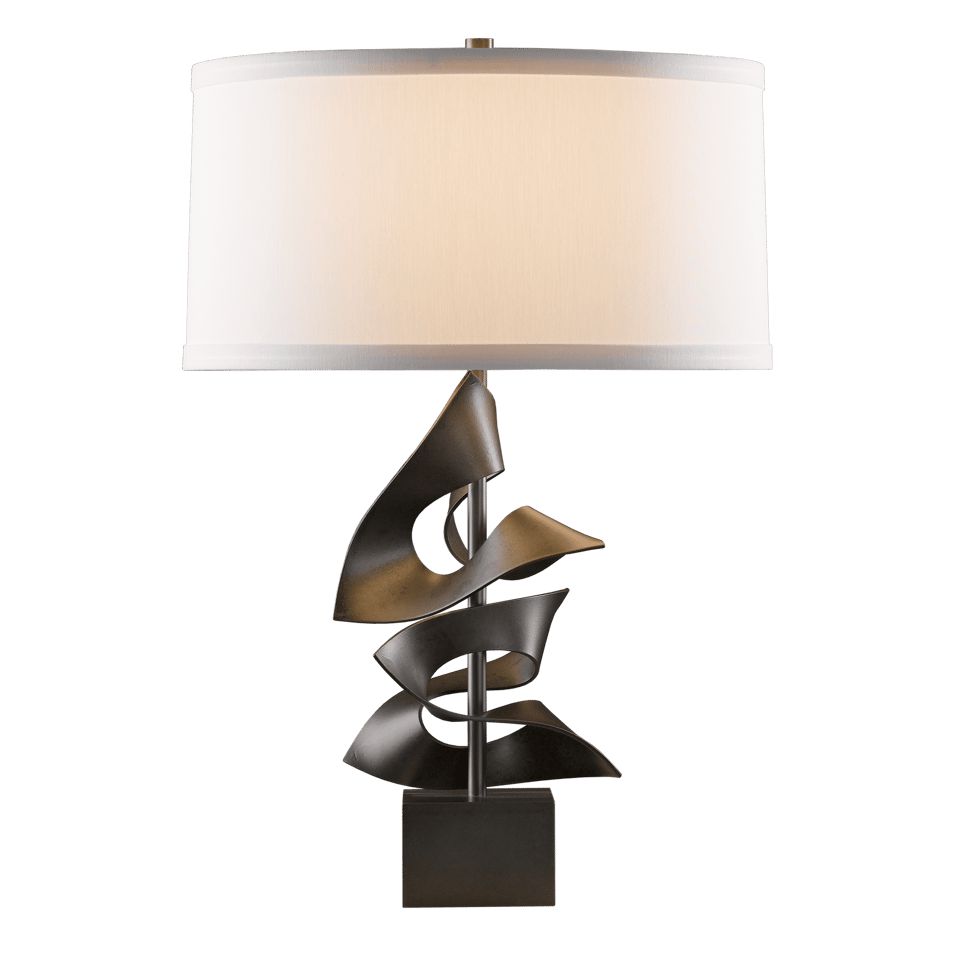 Gallery Twofold Table Lamp by Hubbardton Forge - Handcrafted, Dimmable, 150W, Elegant Linen Shade