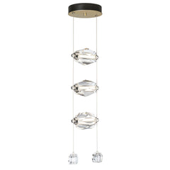 Hubbardton Forge Gatsby 3-Light LED Pendant with Crystal Shade, Dimmable, 3000K Warm Glow, Adjustable Height