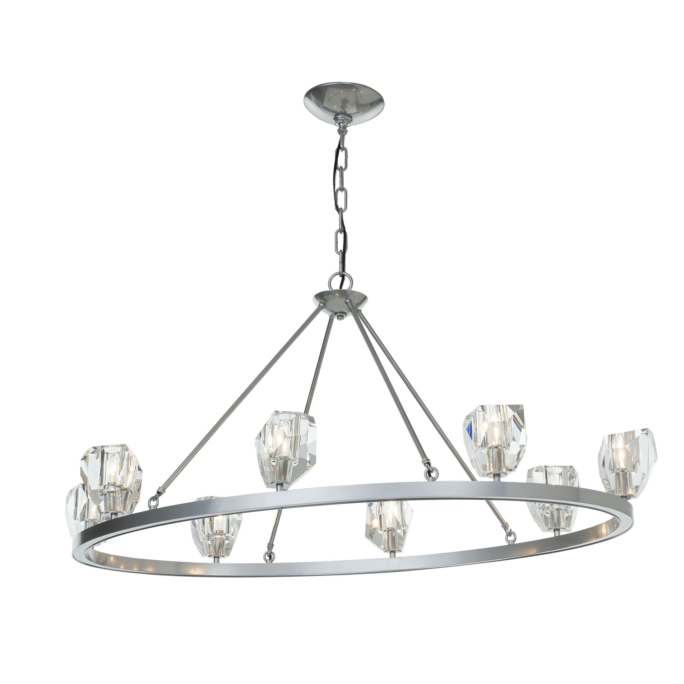 Gatsby 8-Light Chandelier by Hubbardton Forge – Dimmable, Customizable Finish, Hand-Cut Crystals