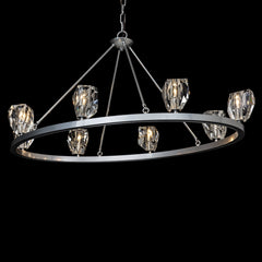 Gatsby 8-Light Chandelier by Hubbardton Forge – Dimmable, Customizable Finish, Hand-Cut Crystals