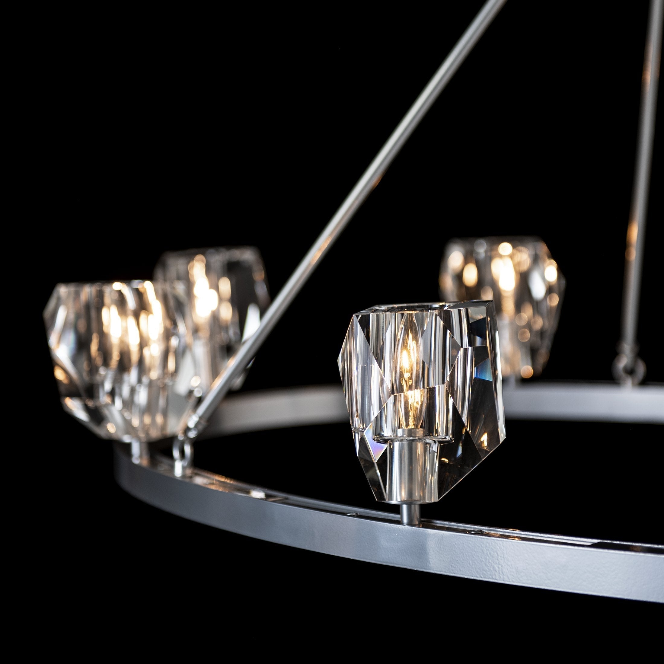 Gatsby 8-Light Chandelier by Hubbardton Forge – Dimmable, Customizable Finish, Hand-Cut Crystals