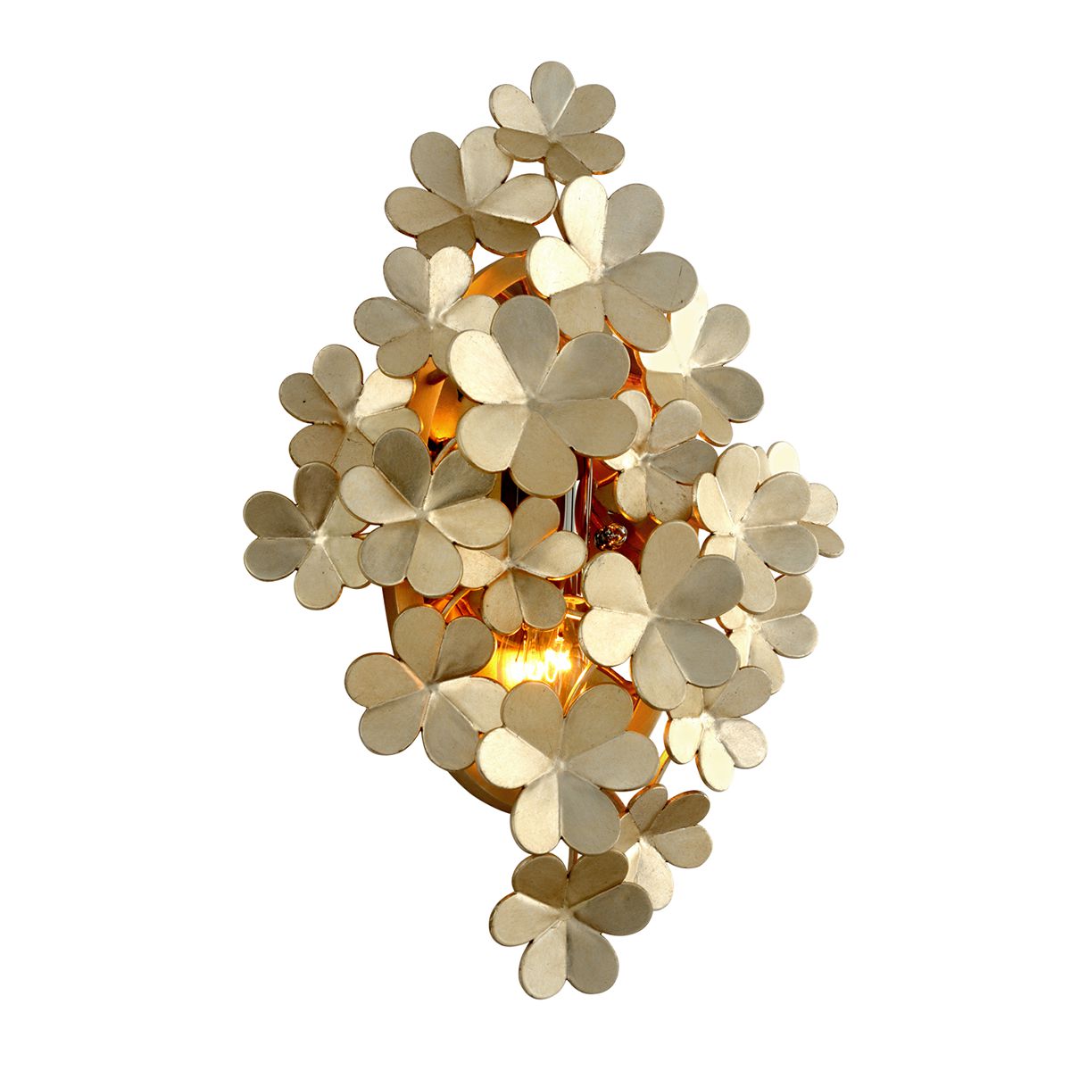 Gigi Sconce by Corbett Lighting, Elegant Natural Motif, Dimmable, 2 Bulb, Warm Silver or Gold Leaf Finish