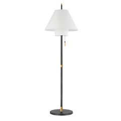 Glenmoore 66.25" Floor Lamp By Hudson Valley Lighting With Dimmable Aged Brass Arm & Linen Shade