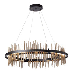 Gossamer Circular LED Pendant Light 2000 Lumens by Hubbardton Forge, Adjustable Height, 38" Diameter