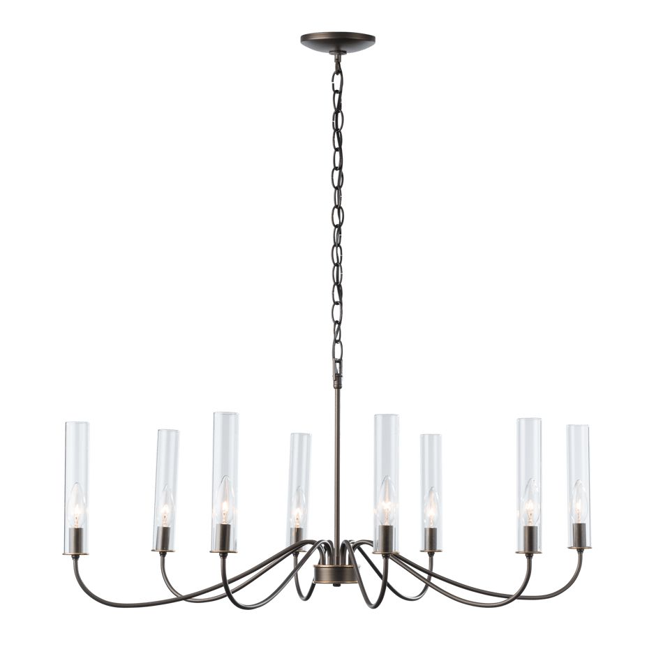 Hubbardton Forge Grace 8-Arm Chandelier with Glass Shades, Dimmable, UL Damp Rated, Multiple Finishes