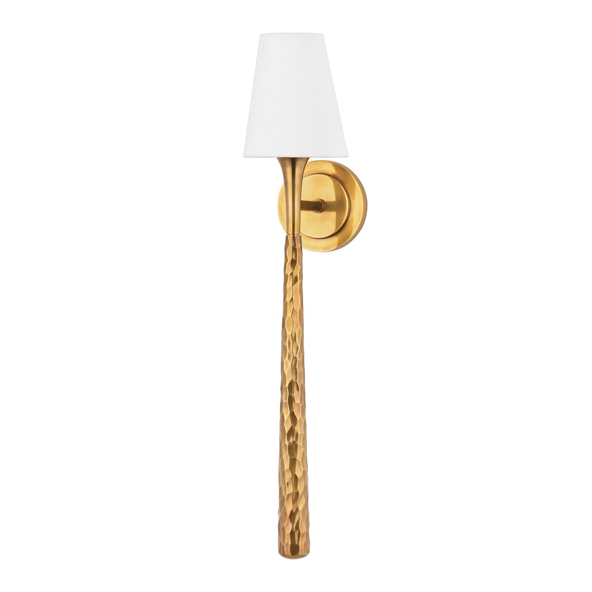 Greta Sconce by Corbett Lighting, Vintage Brass Arm, Dimmable, UL Damp Safety Rating, 26"H x 5.5"W x 6.75"E