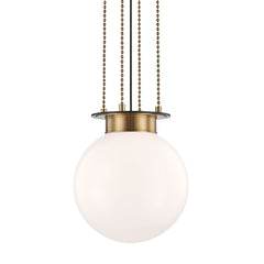 Gunther Medium Pendant Light 15.25"x14" Aged Bronze Finish Opal Glass Dimmable Pendant by Hudson Valley Lighting