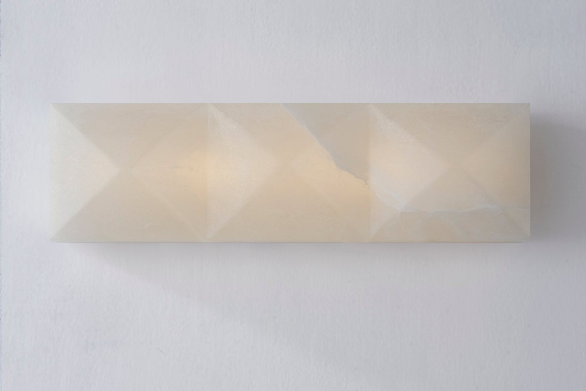 Gypsum Sconce by Corbett Lighting, 17.25" H, Vintage Brass Finish, Alabaster Shade, Dimmable, ETL Damp