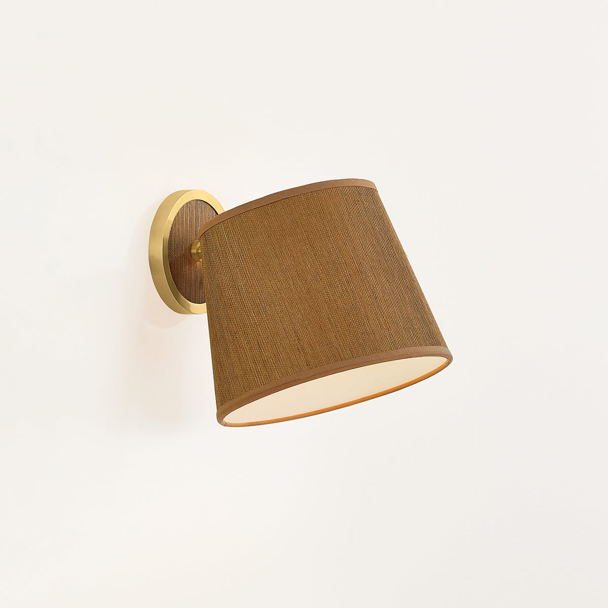 Mitzi Abeni 1-Light Wall Sconce With Adjustable Head, Aged Brass & Woven Grasscloth Shade