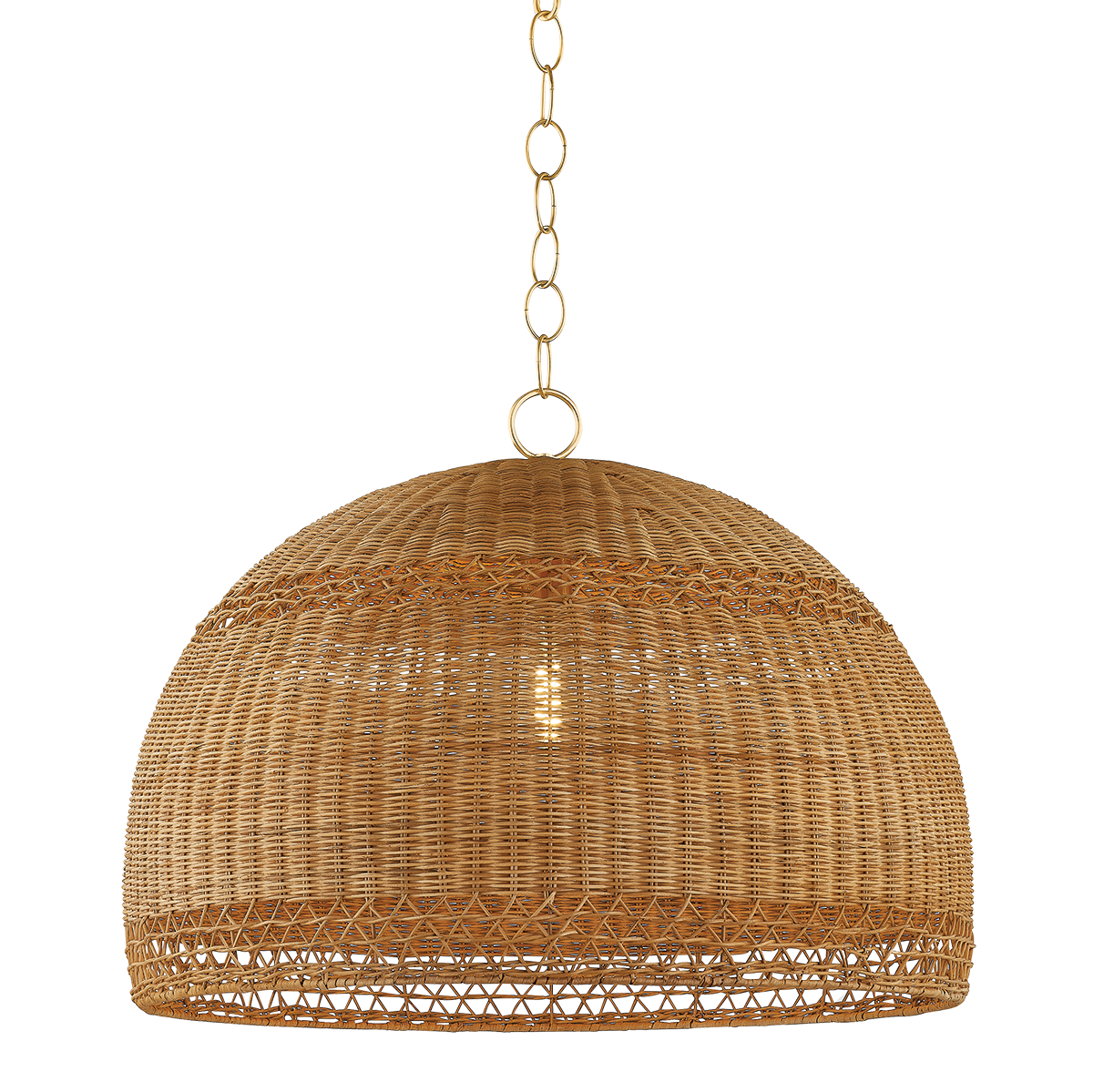 April Large Wicker Pendant Light by Mitzi - Natural Woven Design, Dimmable, 20.75" H x 28" W