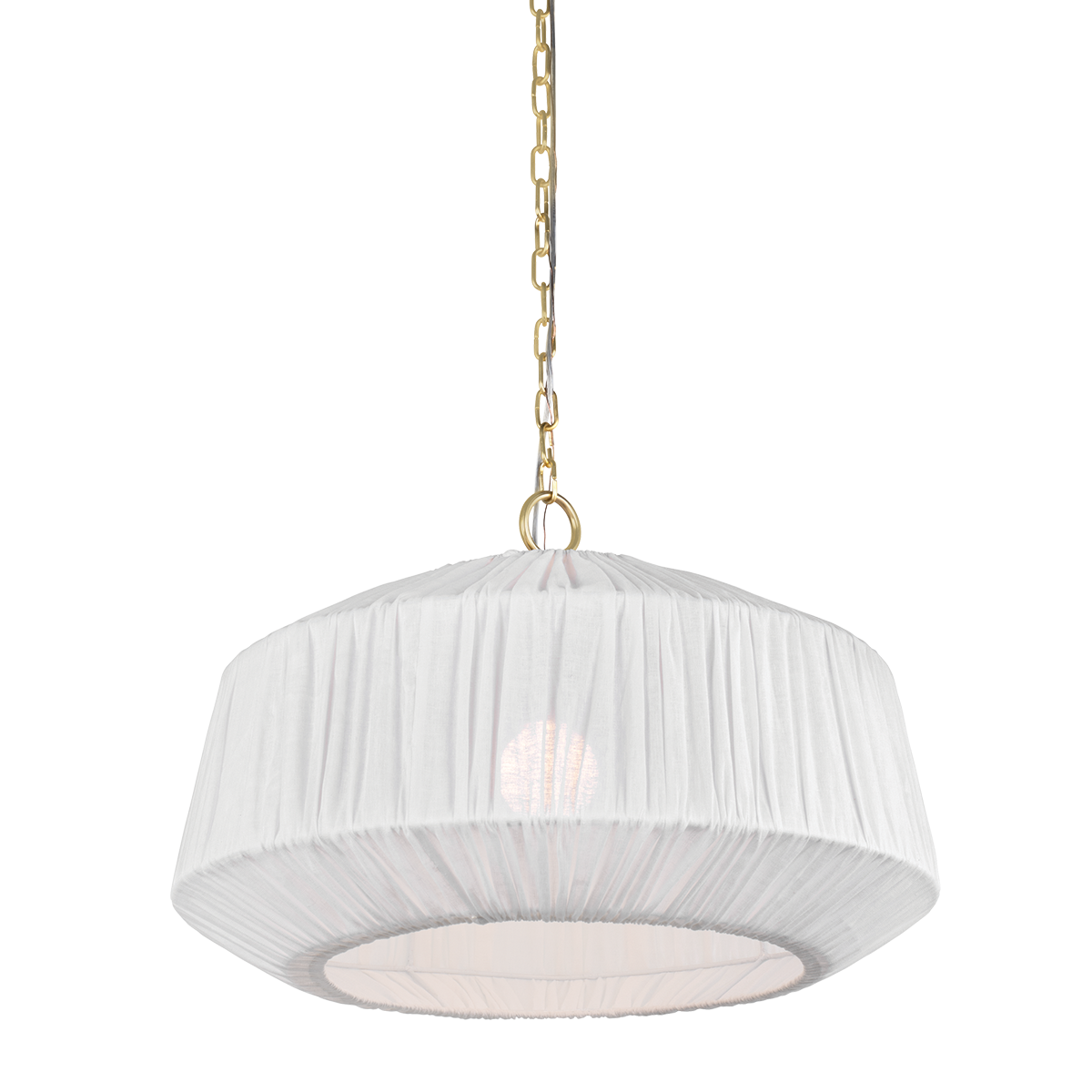 Mitzi Amanza Large Pendant Light, White Linen Shade with Aged Brass Finish, 15.75" Height