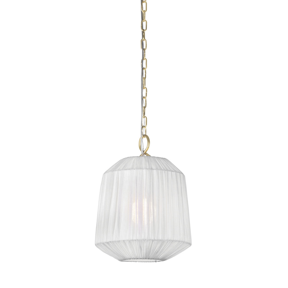 Mitzi Amanza Pendant Light - Aged Brass Finish, Adjustable Height, White Linen Shade, 15.25" H x 11.5" W