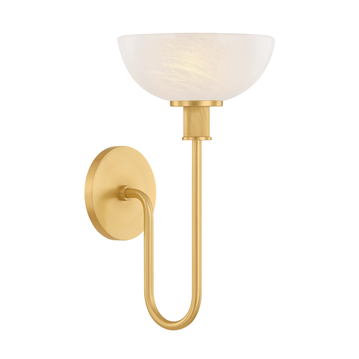 Mitzi Aster Wall Sconce H1016101-AGB - Art Deco Design, Aged Brass, Glass Shade, Dimmable Lighting