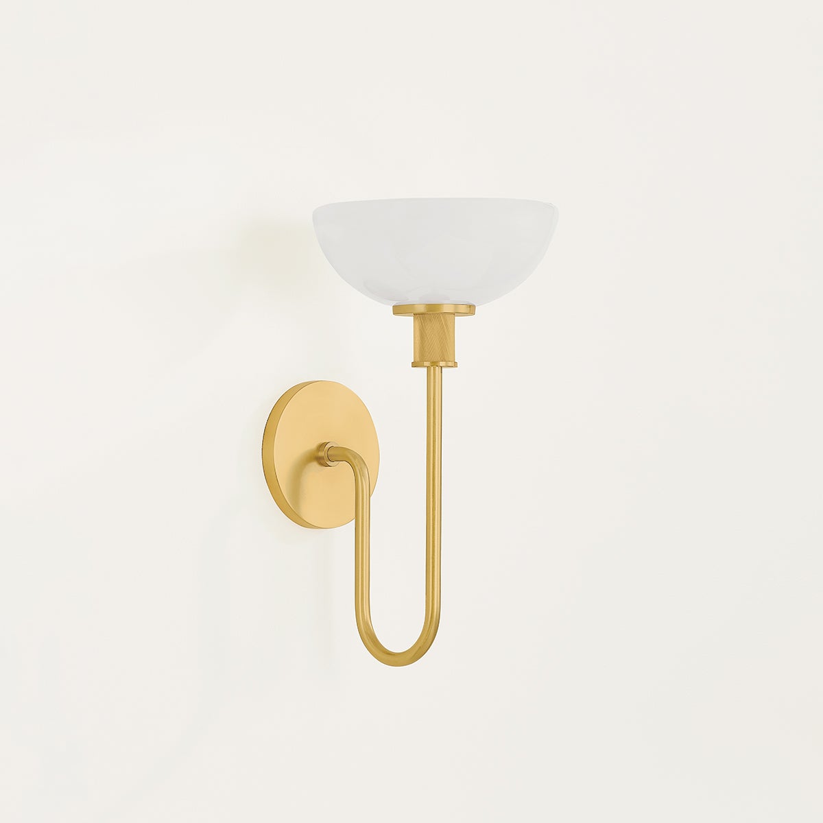 Mitzi Aster Wall Sconce H1016101-AGB - Art Deco Design, Aged Brass, Glass Shade, Dimmable Lighting