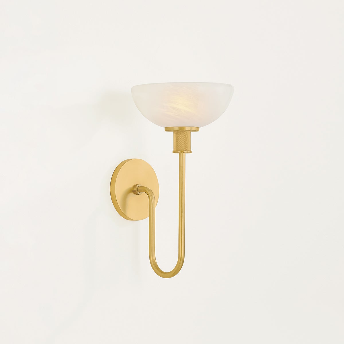 Mitzi Aster Wall Sconce H1016101-AGB - Art Deco Design, Aged Brass, Glass Shade, Dimmable Lighting