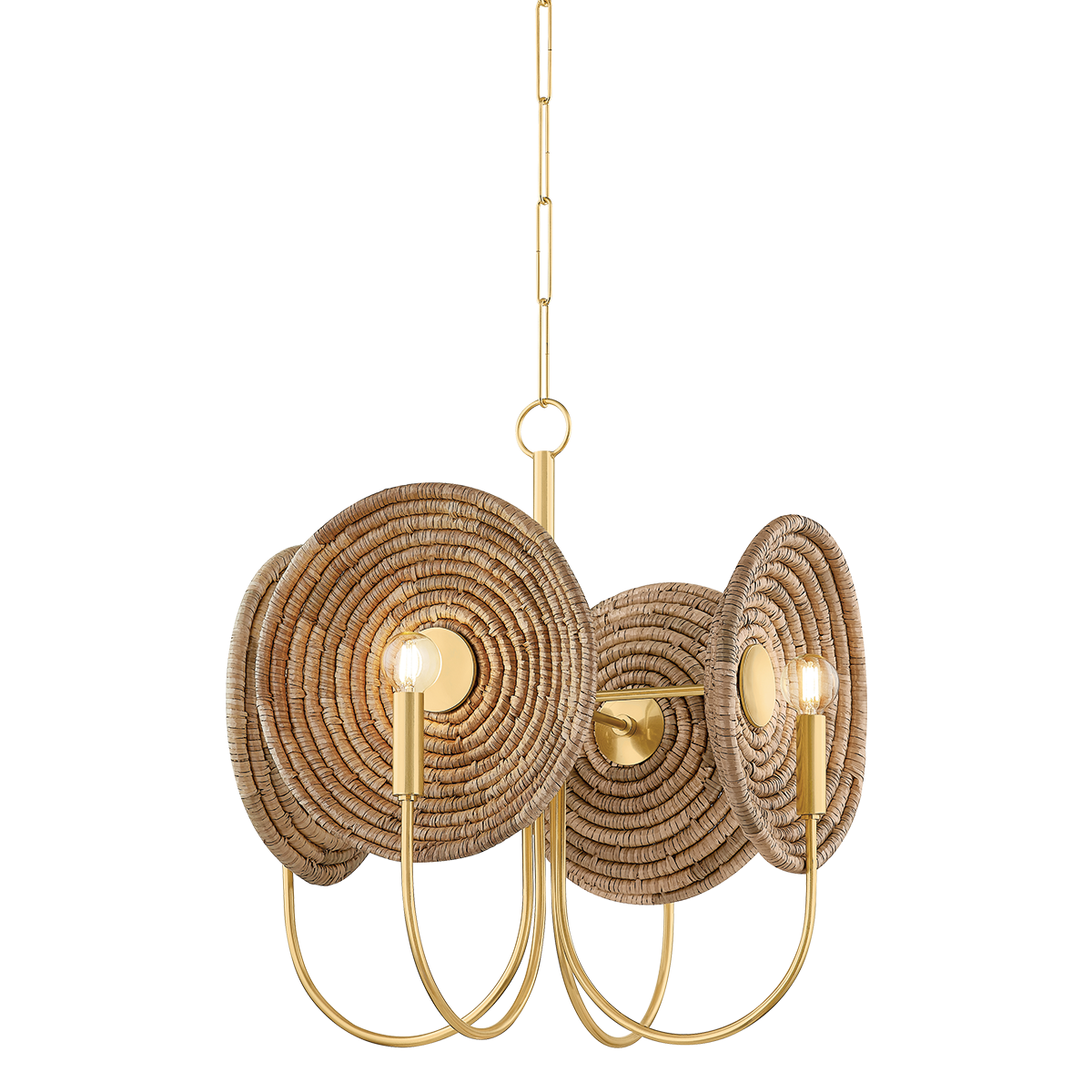 Mitzi Ashby Chandelier H1020704-AGB - Aged Brass, 4 Candle Lights, Adjustable Height, Dimmable