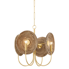 Mitzi Ashby Chandelier H1020704-AGB - Aged Brass, 4 Candle Lights, Adjustable Height, Dimmable