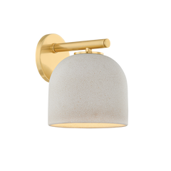 Cara Wall Sconce by Mitzi - Elegant Ceramic Shade, Aged Brass Arm, Dimmable, UL Damp Rated