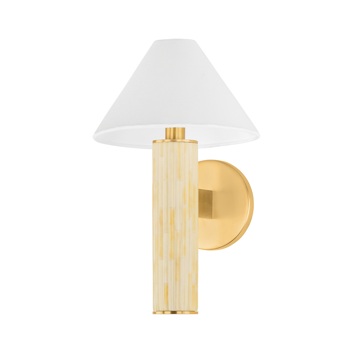 Mitzi Clover Wall Sconce H1027101-AGB - Elegant Aged Brass, Dimmable, White Linen Shade