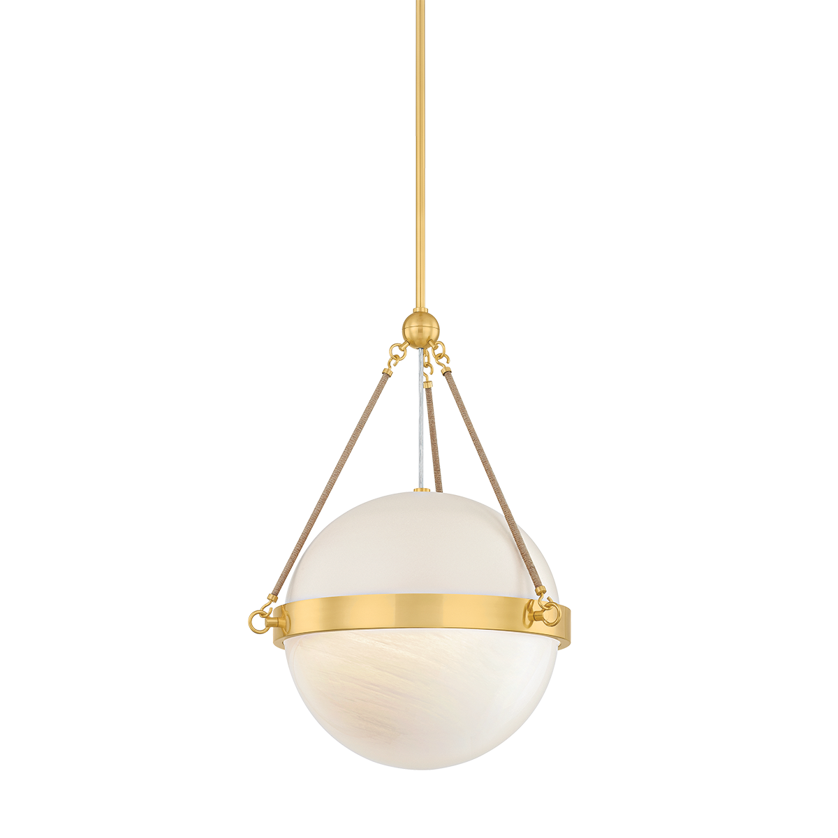 Mitzi Abbie Pendant Light, Aged Brass & Soft Bisque with Cloud Glass, Dimmable, UL Damp Rated